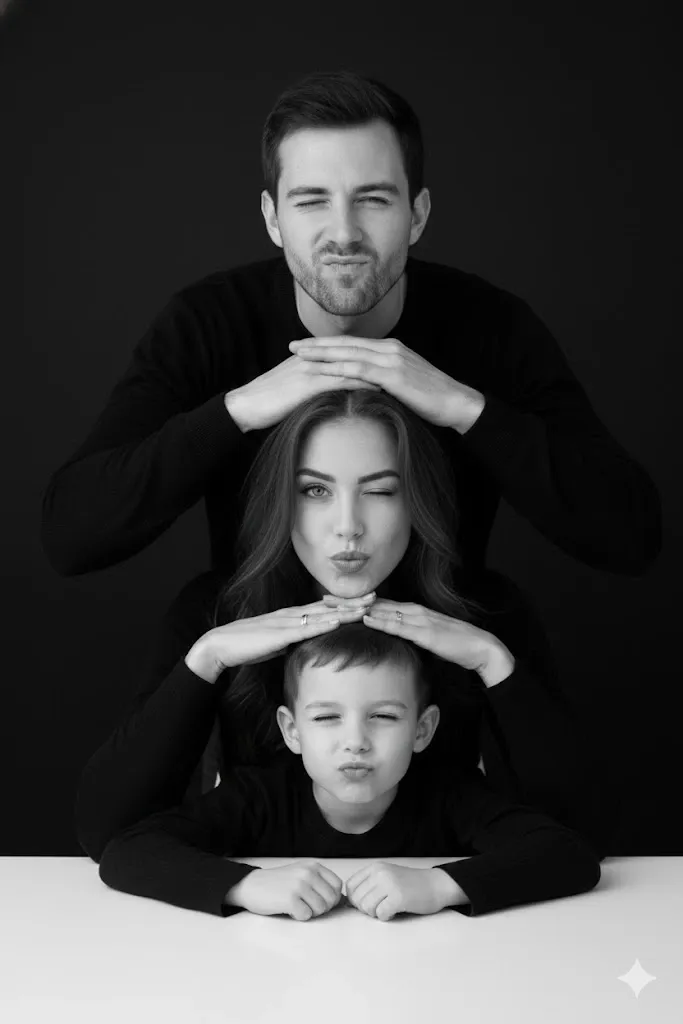 family black and white photo prompt